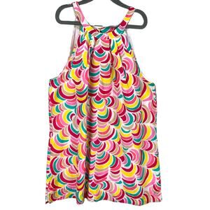 Britt Ryan Silk Halter Blouse Tunic Top 2 XS Extra Small Bright Colorful Print